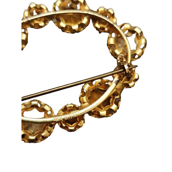 Vintage Signed Austria Prong Set Oval Wreath Brooch (A4601) - Picture 4 of 5